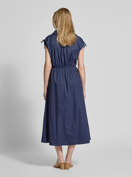 Marella Midi-jurk met strikceintuur, model 'RIVERA' Marineblauw - 5