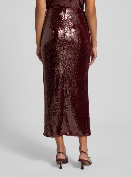 GUIDO MARIA KRETSCHMER WOMAN Regular fit midirok met all-over pailletten, model 'Diana' Donkerrood - 5