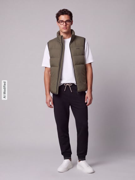 BOSS Green Regular fit bodywarmer met opstaande kraag model 'OW_Urbanex' Donkergroen - 1