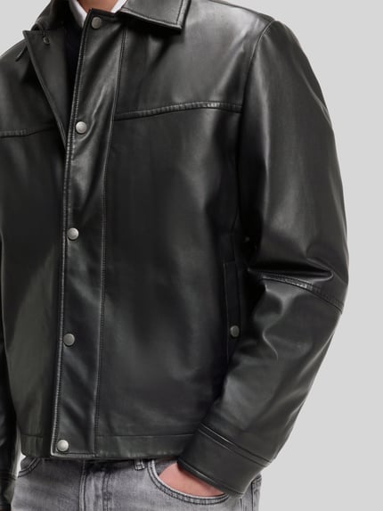 BOSS Orange Regular Fit Lederjacke Modell 'JOBAN' Black 6
