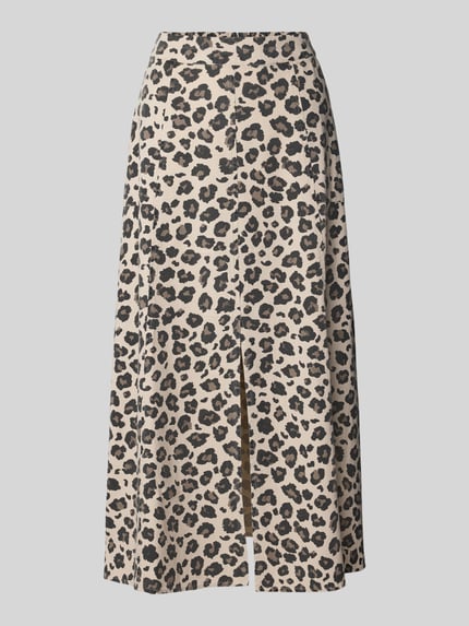 Spódnica midi z mieszanki wiskozy i lnu z rozcięciem Shop The Look MANNEQUINE