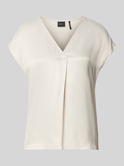 s.Oliver BLACK LABEL Relaxed Fit Blusenshirt im Fabric Mix Beige 2
