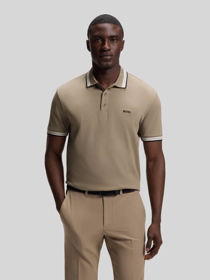 BOSS Green Koszulka polo o kroju regular fit z czystej bawełny model „PADDY” Khaki 4