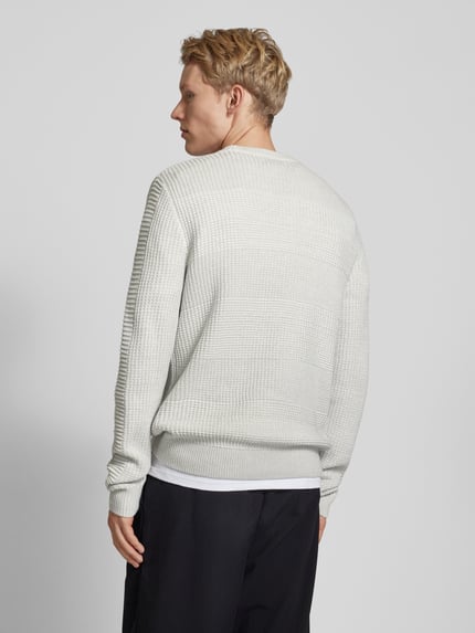 JACK & JONES Sweter z dzianiny z fakturowanym wzorem model ‘HUGO’ Jasnoszary 5