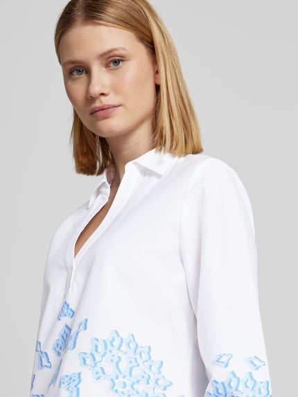 COMMA Relaxed Fit Bluse mit V-Ausschnitt Bleu 3