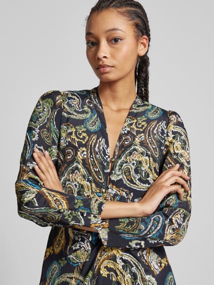 Lala Berlin Midi-jurk met v-hals Blauw gemêleerd - 3