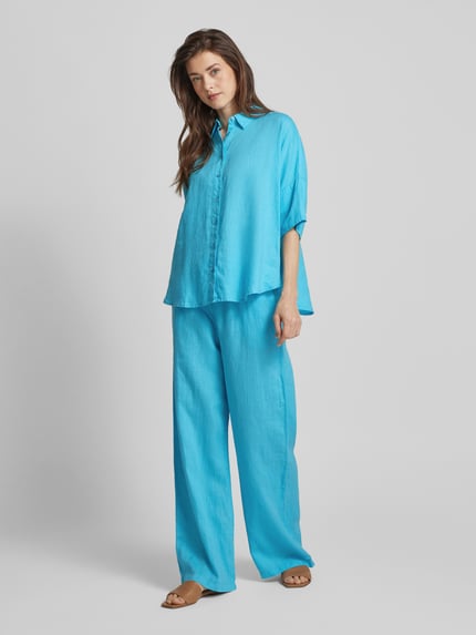 Emily Van den Bergh Leinenbluse mit durchgehender Knopfleiste Ocean 1