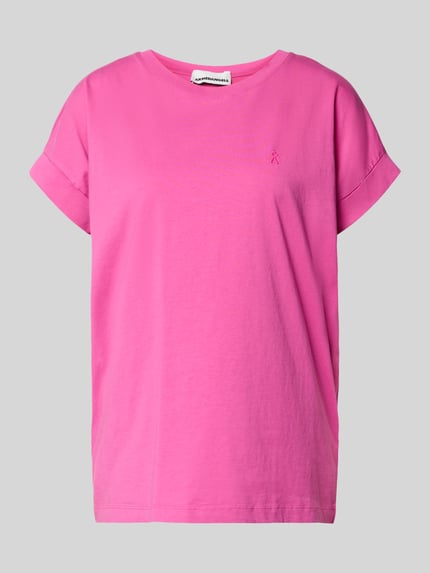 Produktfoto, Loose Fit T-Shirt aus reiner Baumwolle Modell 'IDAARA' von Armedangels in Pink, unifarben, Rundhals, Logo-Stitching, Jersey