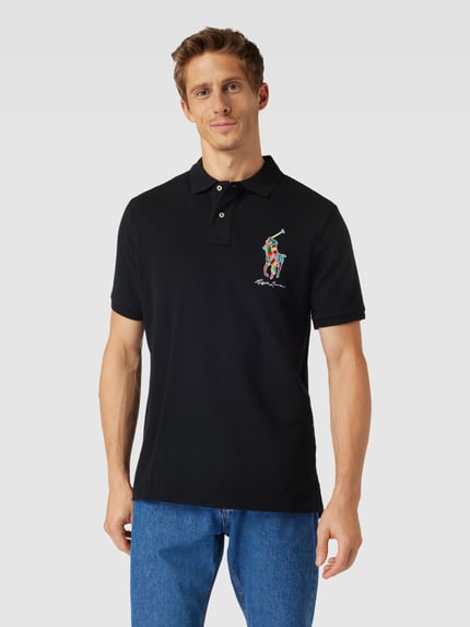 Polo Ralph Lauren Classic fit poloshirt met labelstitching Zwart - 4