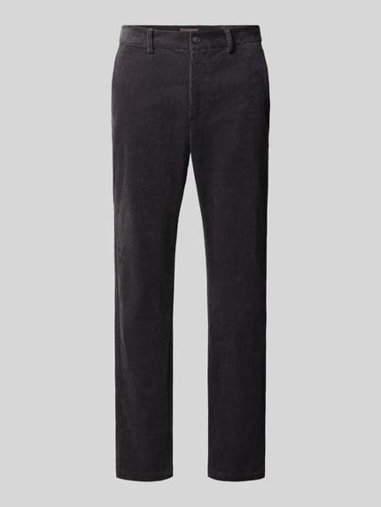 Fynch-Hatton Straight Fit Stoffhose in Cord-Optik Anthrazit 1