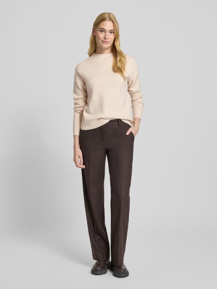 Christian Berg Woman Oversized Strickpullover mit geripptem Stehkragen Stein 1