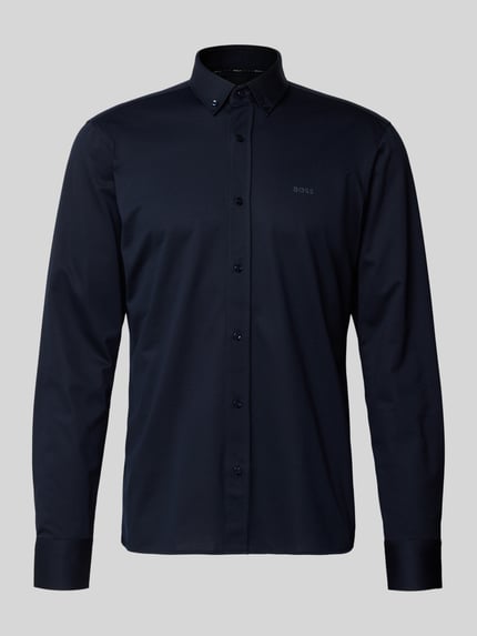 BOSS Regular fit zakelijk overhemd van een katoenmix Marineblauw - 2