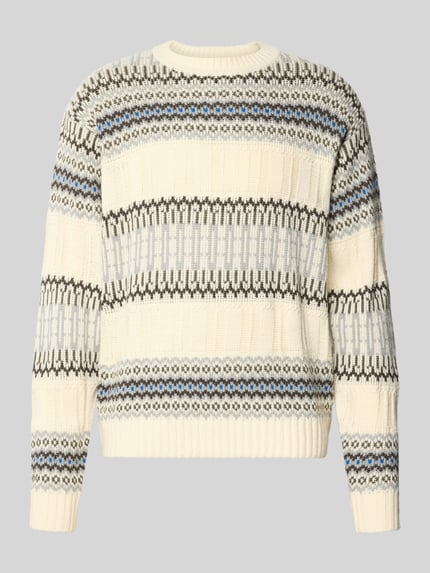 Redefined Rebel Boxy Fit Strickpullover im Allover-Look Modell 'BARKLEY' Offwhite 1