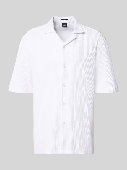 BOSS Relaxed Fit Kurzarmhemd mit Resortkragen Weiss 2