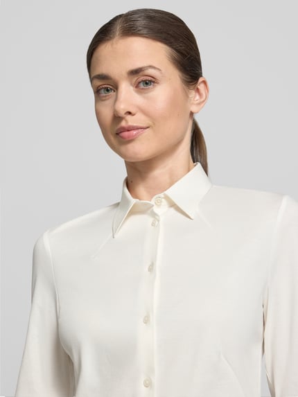 BOSS Bluzka z długim rękawem o kroju slim fit z czystej bawełny model 'BRONTA_TUESDAY' Złamany biały 3
