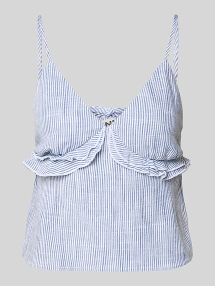 Produktfoto, Regular Fit Trägertop aus Viskose-Leinen-Mix Modell 'SIESTA' von Only, dwukolorowy, krój regular fit, w paski, dekolt w kształcie serca, cienkie ramiączka, rozkloszowana, wykończenie materiału: cieniowana przędza, mieszanka wiskozy i lnu