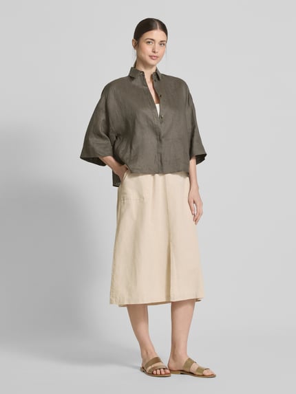 Christian Berg Woman Linnen rok met loopsplit Beige - 1