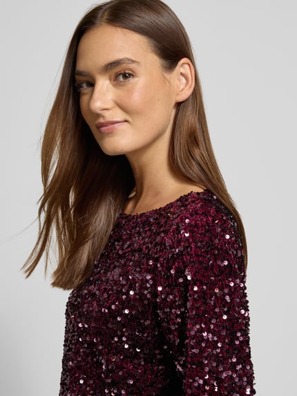 VILA Blouseshirt met pailletten, model 'FAITH' Prune - 3