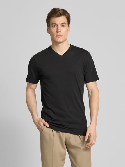 OLYMP Level 5 T-Shirt mit geripptem V-Ausschnitt im 2er-Pack Black 4