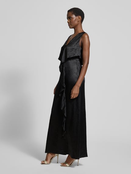 COMMA Midikleid mit V-Ausschnitt Black 1