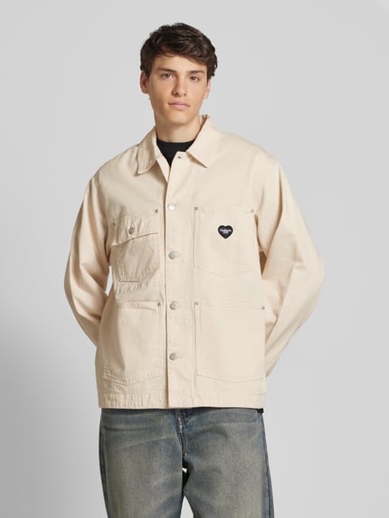 Carhartt Work In Progress Jeansjack met opgestikte zakken, model 'DREWE CHORE' Offwhite - 4