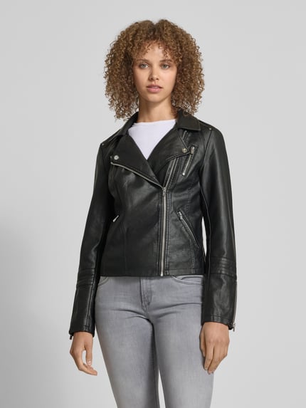 ONLY Bikerjack in leerlook, model 'Gemma' Zwart - 4
