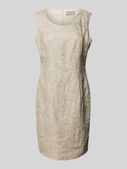 White Label Knielanges Etuikleid aus reinem Leinen Sand 2