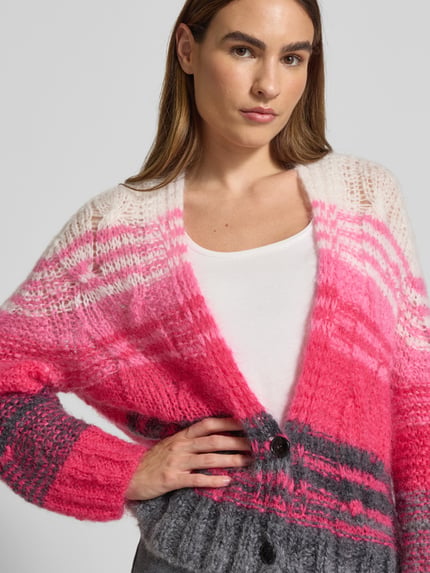 Marc Cain Oversized Strickjacke mit Knopfverschluss Pink 3