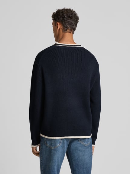 Wood Wood Strickpullover mit gerippten Abschlüssen Modell 'Cobek' Marine 5