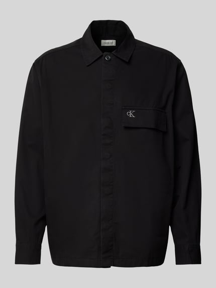 Calvin Klein Jeans Regular Fit Hemdjacke mit Label-Stitching Black 2