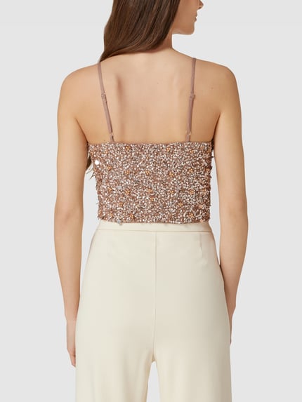 Lace & Beads Crop Top mit Paillettenbesatz Mauve 5