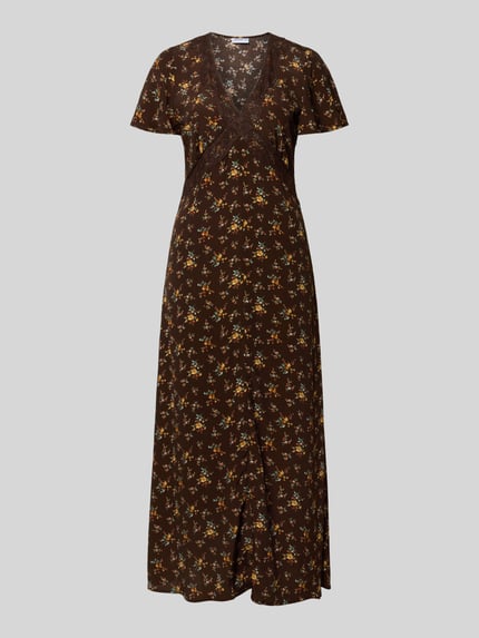 Produktfoto, Midikleid aus Viskose mit floralem Muster von Jake*s Casual, zuiver viscose, A-lijn, bloemenmotief, v-hals, ruglengte bij maat 36: 131 cm, borstwijdte bij maat 36: 41 cm, mouwlengte bij maat 36: 22 cm