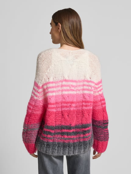 Marc Cain Oversized Strickjacke mit Knopfverschluss Pink 5