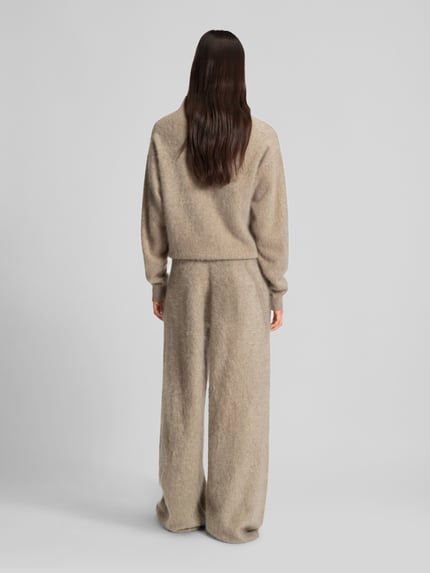 BOSS Oversized wijde broek van kasjmier, model 'FIBURA' Beige - 5