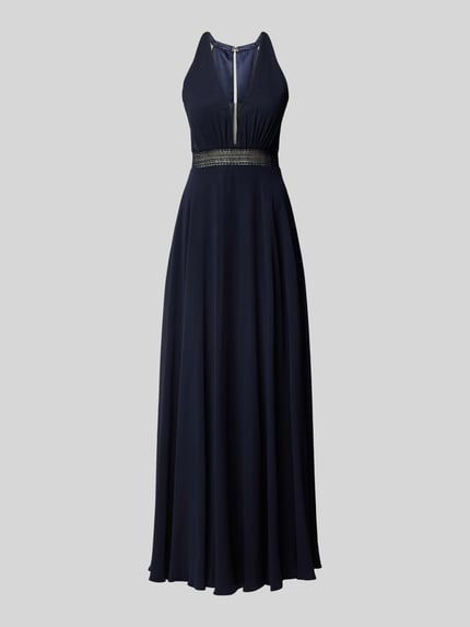 VM by Vera Mont Abendkleid mit tiefem V-Ausschnitt Dunkelblau 2
