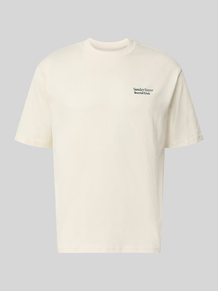 Produktfoto, T-Shirt mit Statement-Print Modell 'BENJI' von MCNEAL in Creme mit lockerem Schnitt und Rundhalsausschnitt, Textur weich
