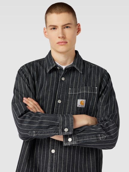 Carhartt Work In Progress Regular Fit Freizeithemd mit Streifenmuster Modell 'ORLEAN' Black 3