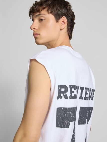 REVIEW Top z nadrukiem z logo Biały 3