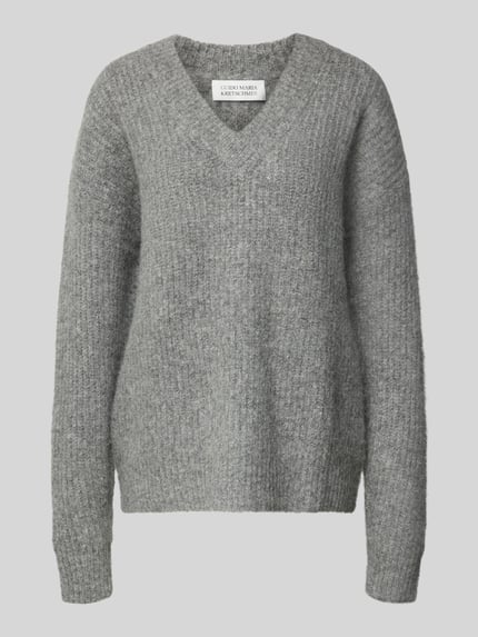 GUIDO MARIA KRETSCHMER WOMAN Gebreide pullover van alpacamix met V-hals Antraciet - 2