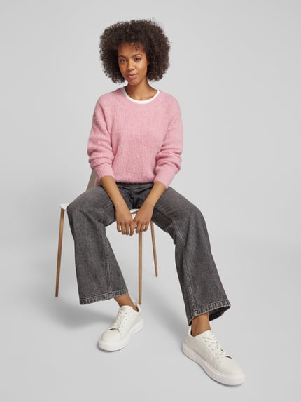American Vintage Sweter z dzianiny o kroju regular fit z domieszką wełny z alpaki Różowawy melanż 1