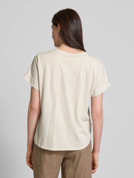 ZABAIONE T-shirt met structuurmotief Beige - 5