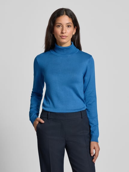 MORE & MORE Rollkragenpullover aus Viskose-Mix mit Label-Detail Ocean 4