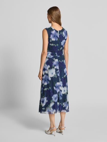 SWING Cocktailkleid aus fließendem Stoff mit Rundhalsausschnitt Marine 5
