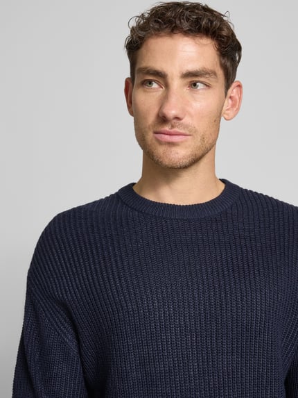 JACK & JONES Gebreide pullover met ronde hals, model 'KAITO' Marineblauw - 3