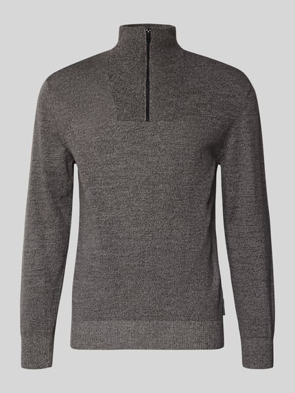 Tom Tailor Denim Regular Fit Troyer aus reiner Baumwolle Dunkelgrau Melange 2