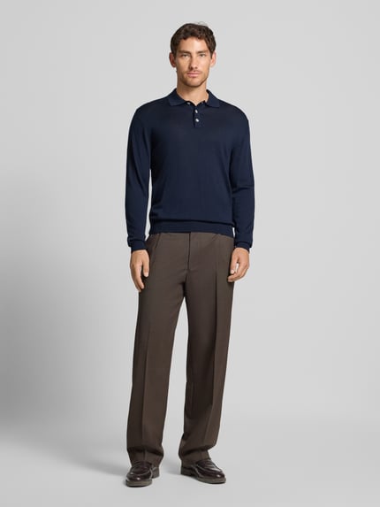 Manuel Ritz Regular Fit Poloshirt aus Schurwolle Marine 1