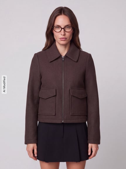 VERO MODA bluzon o kroju regular fit z wykładanym kołnierzem model 'SAFIR' Czekoladowy 4