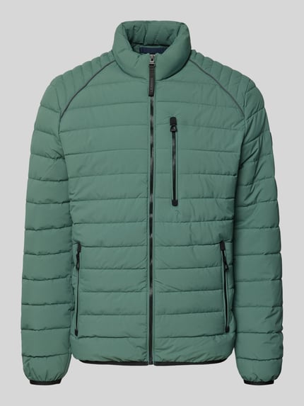 Produktfoto, Steppjacke mit Stehkragen und Reißverschlusstaschen von LERROS in Grün, Regular Fit, gesteppte Optik, glatte Textur, Vorderansicht