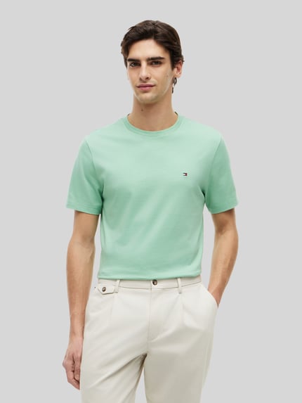 Tommy Hilfiger męski t-shirt o kroju regular fit z czystej bawełny Jasnozielony 4
