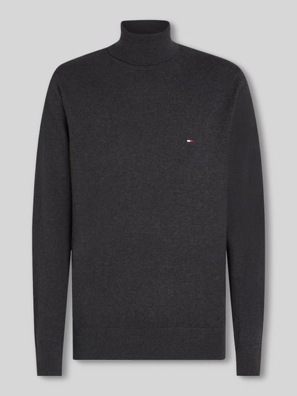 Tommy Hilfiger Regular Fit Rollkragenpullover aus Baumwoll-Kaschmir-Mix Anthrazit Melange 2